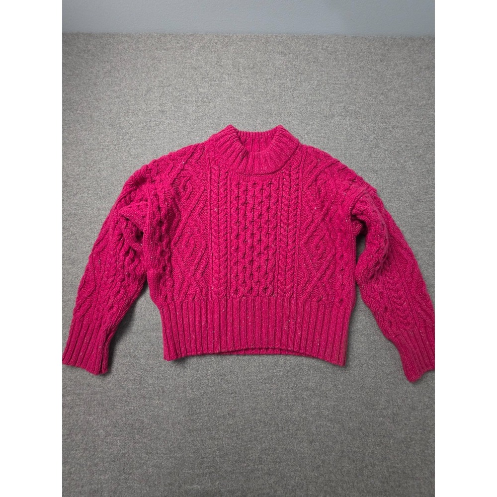 Irelands Eye Liberty Diamond Cable Knit Sweater Women M Pink Wool Cashmere NWT